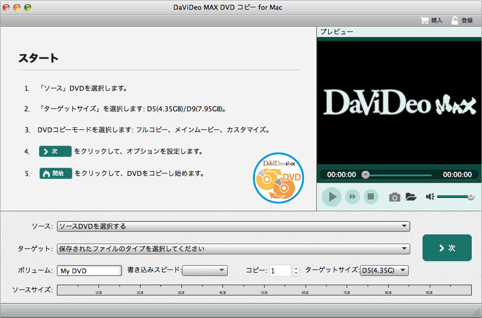 DaViDeo MAX DVDコピー for Mac